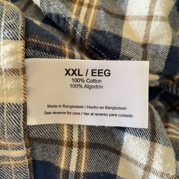 Eddie Bauer Mens Flannel Shirt Fall Winter Button Down Top Size 2X u Blue - Picture 8 of 8